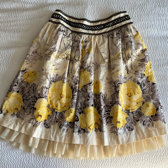 FOR JOSEPH Floral Graphic Layered Cotton Skirt size 12 - Picture 1 of 5